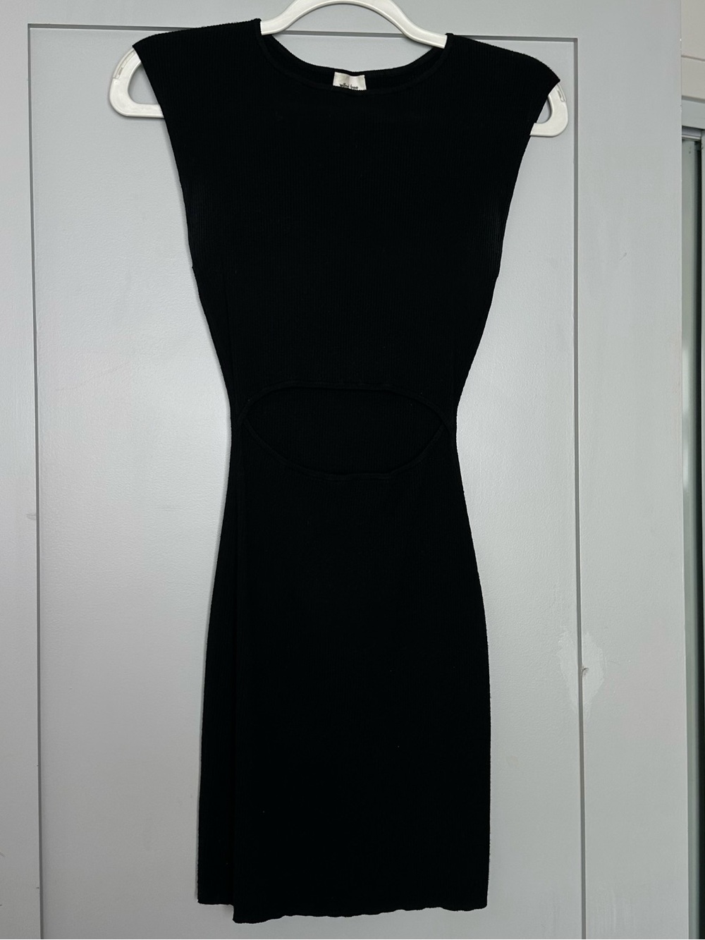 Aritzia Wilfred Free Black Cutout Ribbed Dress